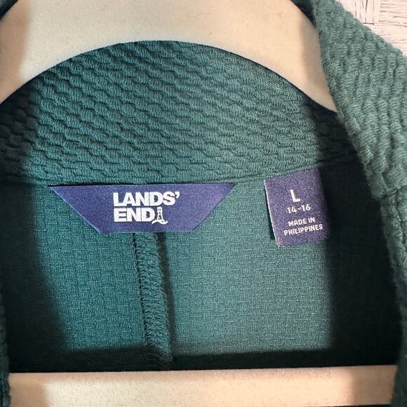 Land’s End women’s knit cardigan textured packets aqua coastal grandma plus size - Picture 3 of 9